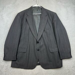 Towncraft Blazer Mens 50R Gray Vertical Striped Worsted Wool‎ Blend Business